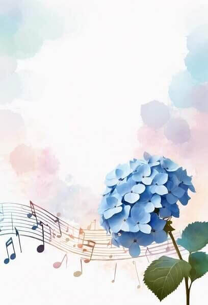 Download Watercolor Background with Blue Flowers and Musical Notes ...