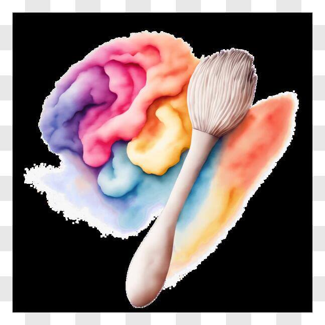 Download Colorful Paintbrush on Human Brain for Creative Makeup PNG