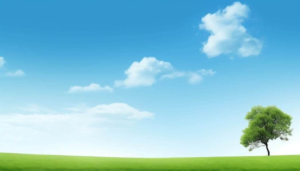 Download Single Tree in Green Field with Blue Skies and White Clouds ...