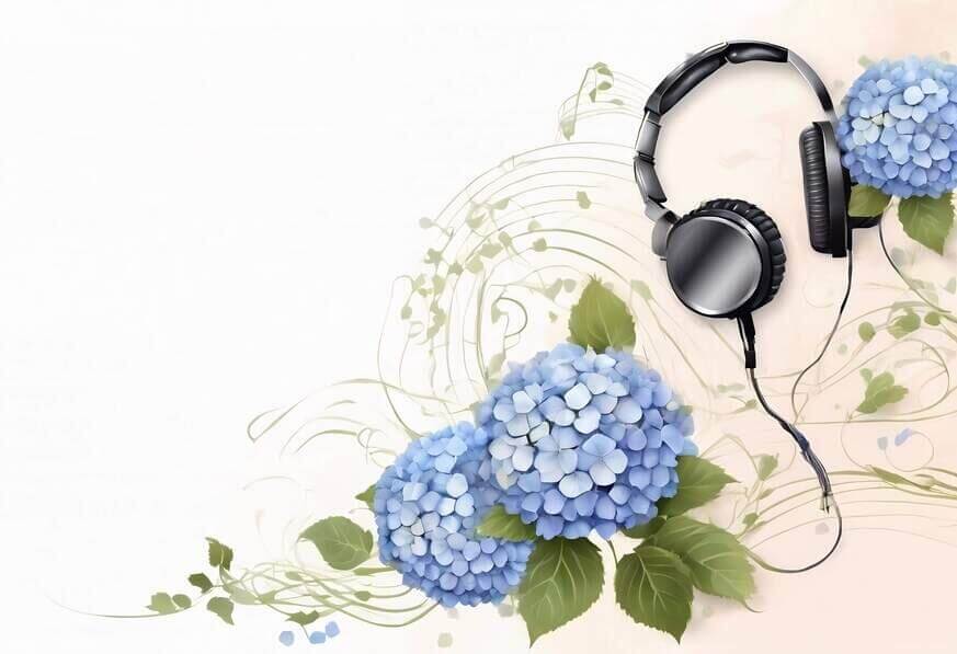 Download Floral Background with Blue Flowers and Musical Notes ...