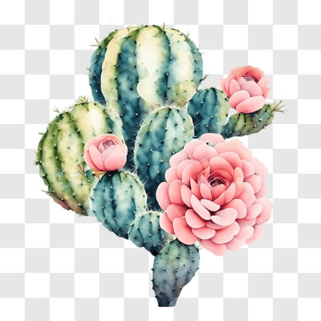 Télécharger Peinture de plante de cactus à fleurs roses PNGs En Ligne ...