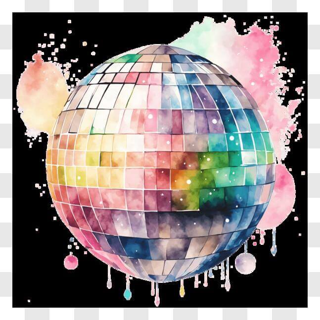 Download Colorful Disco Ball Art Installation or Decorative Piece PNG