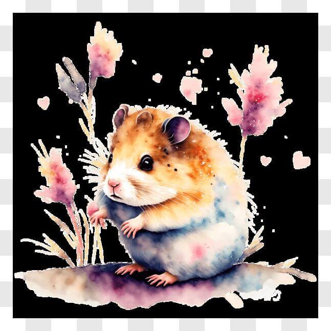 Download Cute Hamster Watercolor Painting PNG Online - Creative Fabrica