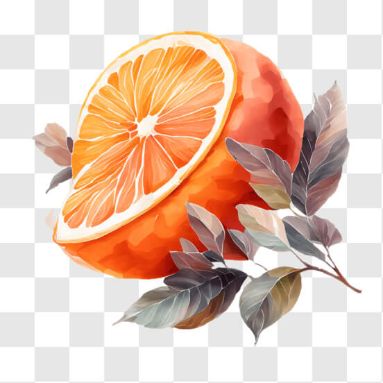 Download Half Orange with Leaf - Fresh and Juicy PNG Online - Creative  Fabrica