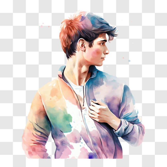 Download Colorful Young Man with Paint on Hair and Jacket PNG Online ...