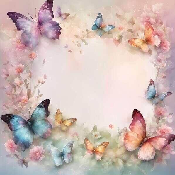 Download Butterfly Frame with Pink Flowers and Butterflies - Floral ...
