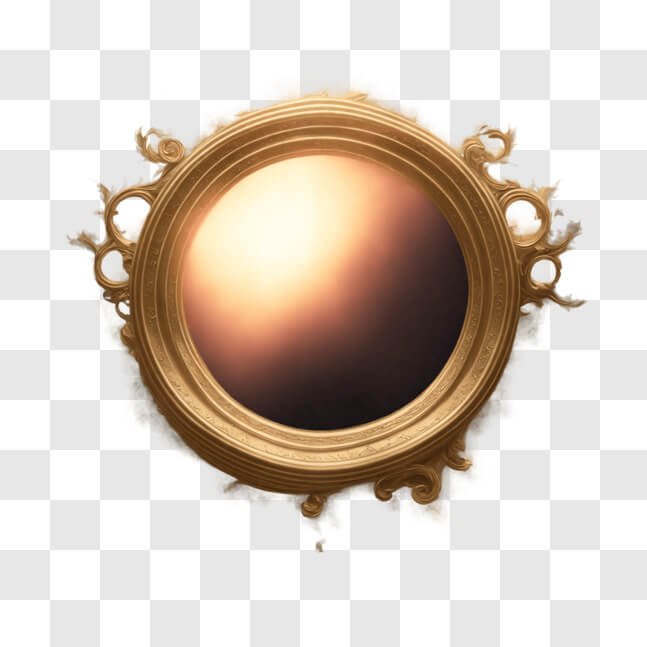 Download Ornate Gold-framed Mirror with Light Reflection PNG Online ...