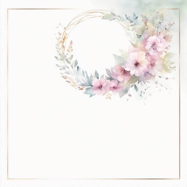 Download Watercolor Floral Frame with Pink Flowers and Green Leaves on ...