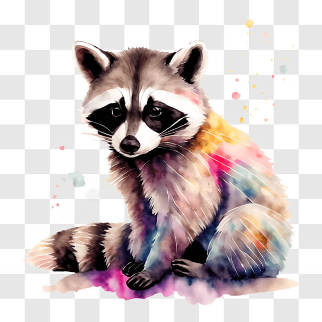 Colorful Raccoon Download Colorful Raccoon Sitting on Black Paint PNGs Online - Creative ...