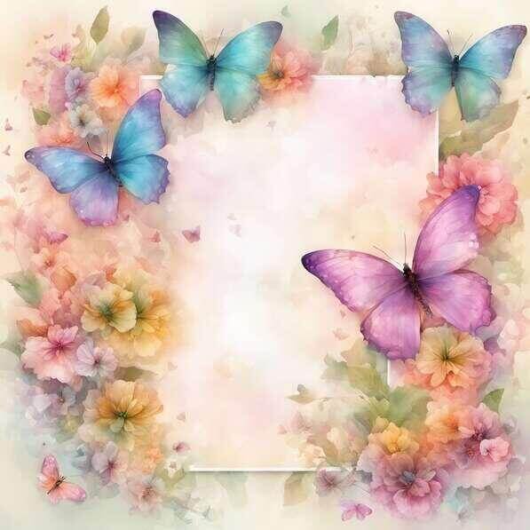 Download Colorful Floral Frame with Butterflies and Flowers Backgrounds ...
