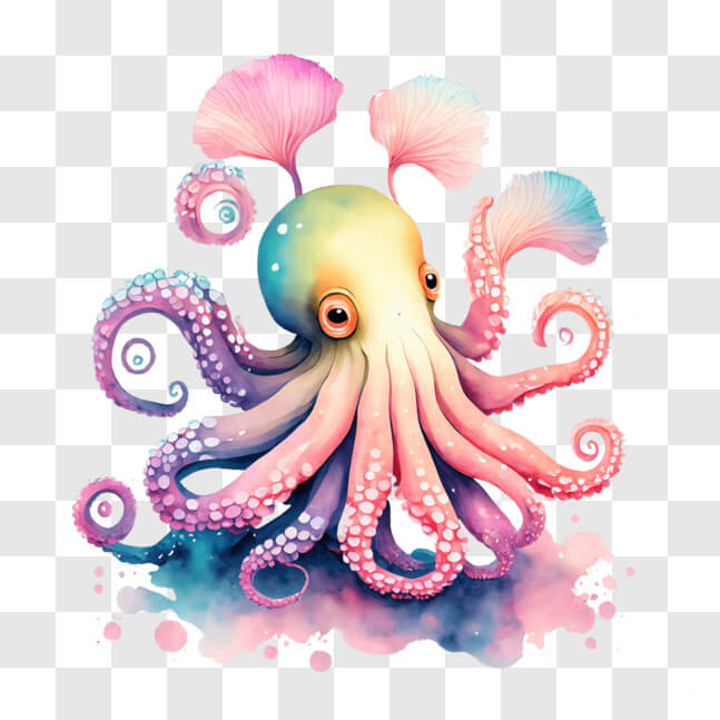 Octopus Thumbnail Download Colorful Octopus on Black Background PNGs Online - Creative ...