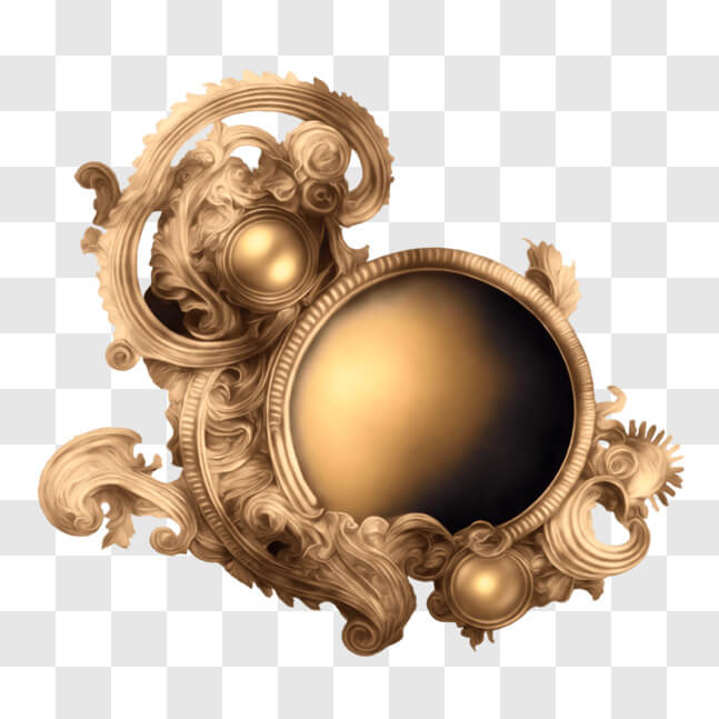 Download Elegant Gold Frame with Circular Mirror PNG Online - Creative ...