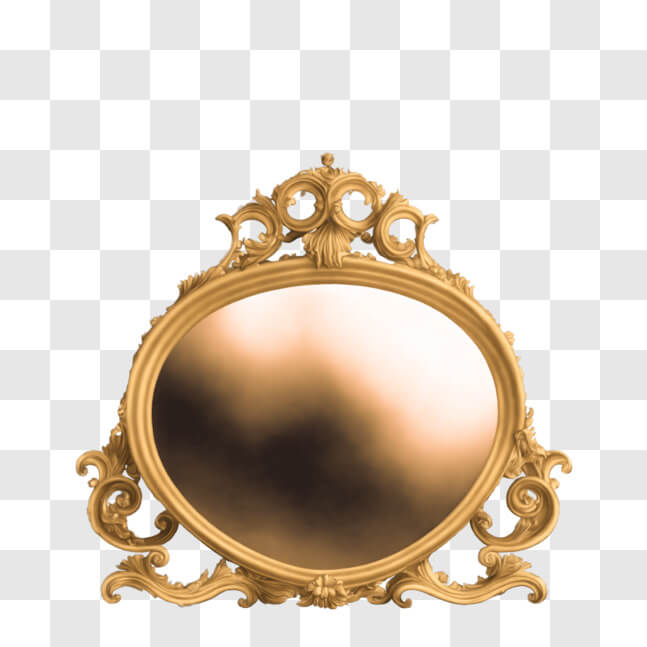 Download Intricate Decorative Gold Mirror on Black Background PNG ...