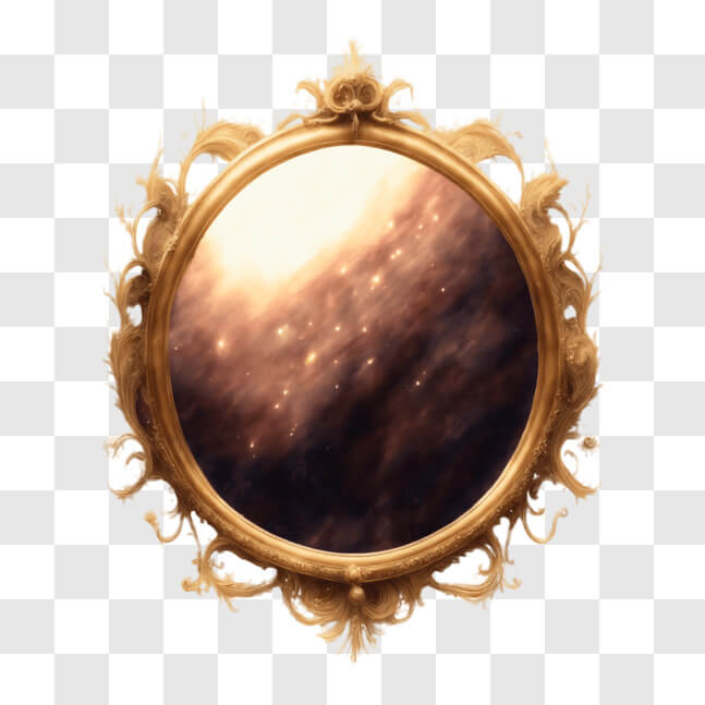 Download Ornate Gold-Framed Mirror with Starry Sky Background PNG ...