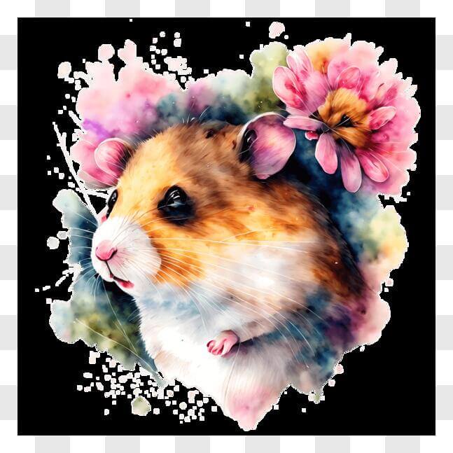 Download Adorable Hamster with Floral Crown PNG Online - Creative Fabrica