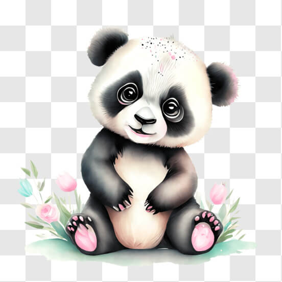 Lindo y adorable oso panda de dibujos animados · Creative Fabrica