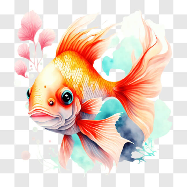 Download Colorful Abstract Goldfish Swimming in Water PNG Online ...