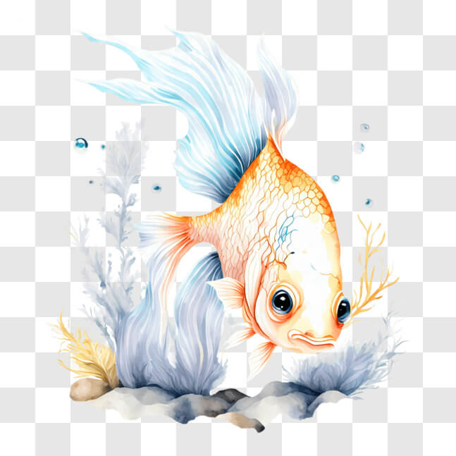 Download Orange Fish in Watercolor Illustration PNG Online - Creative ...