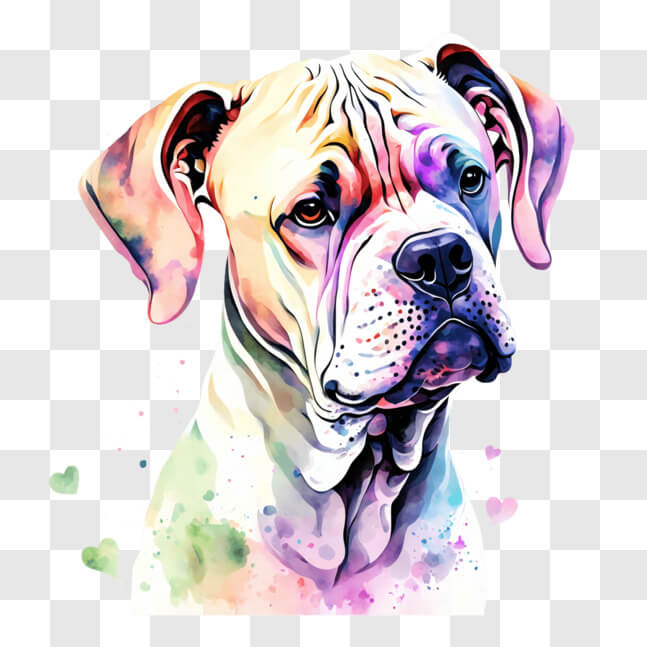 Download Colorful Dog Painting with Hearts PNG Online - Creative Fabrica