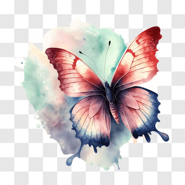 Download Abstract Butterfly with Watercolor Paint Splashes PNG Online ...