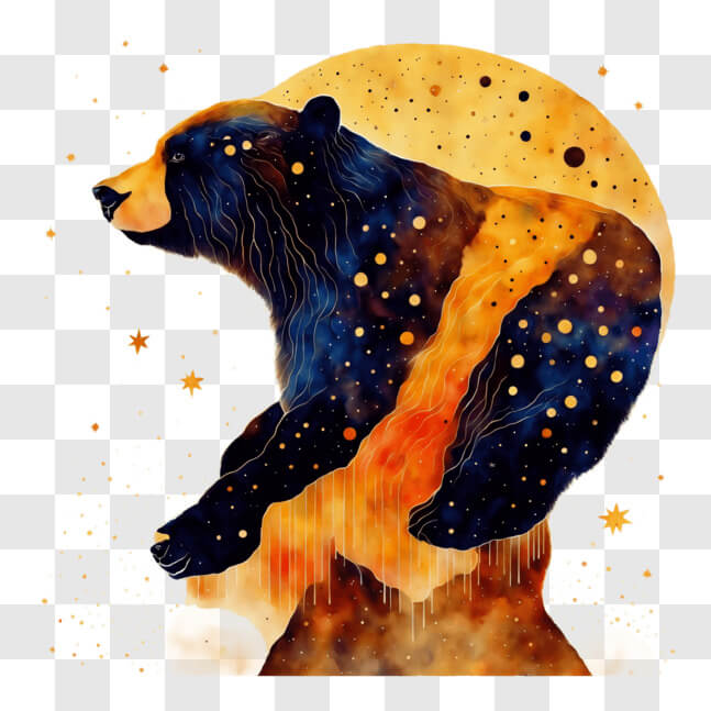 Download Abstract Bear Sitting on the Moon with Stars PNGs Online ...