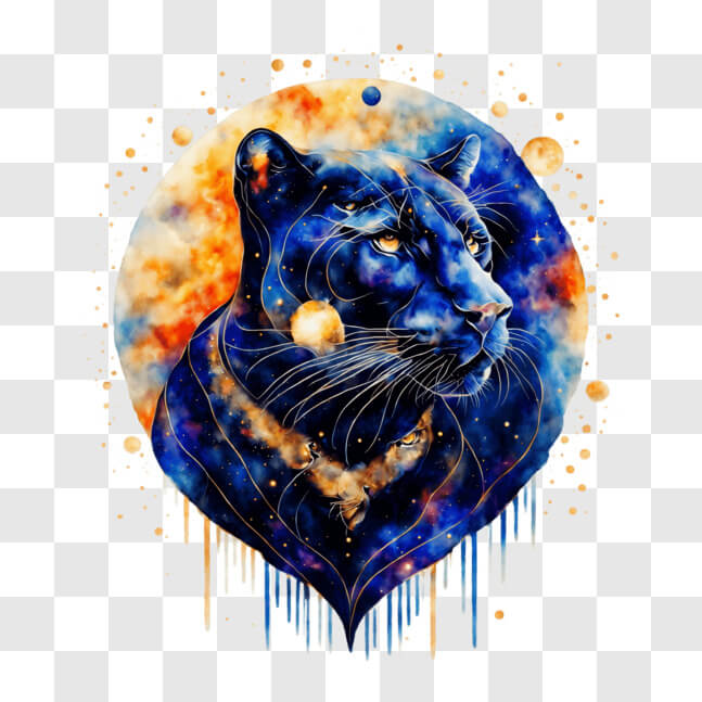 Download Abstract Black Panther Painting with Stars and Planets PNGs ...
