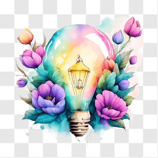 Creative light bulb surrounded by colorful flowers Patterns Creative light bulb surrounded by colorful flowers Patterns thumbnail