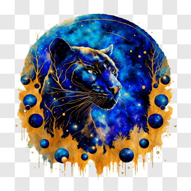 Download Abstract Painting with Panther and Celestial Objects PNGs ...