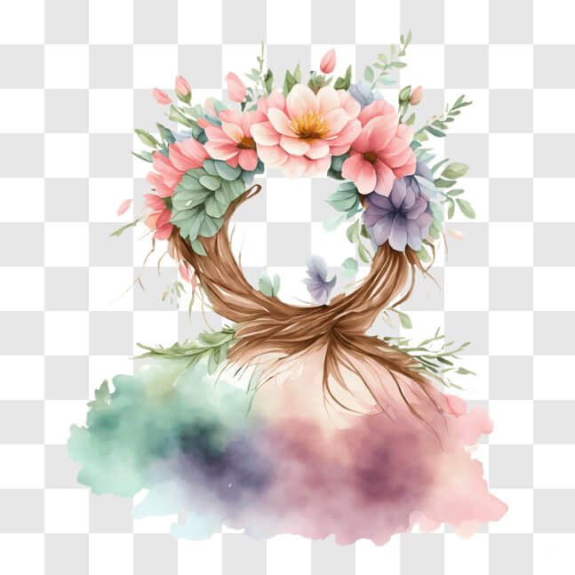 Download Beautiful Floral Wreath Ornament PNG Online - Creative Fabrica