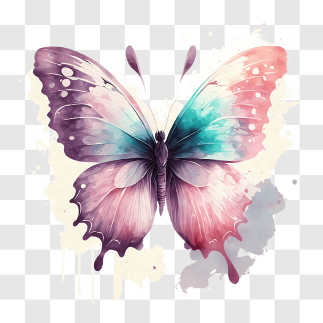 Download Colorful Butterfly Artwork with Paint Splatters PNG Online ...