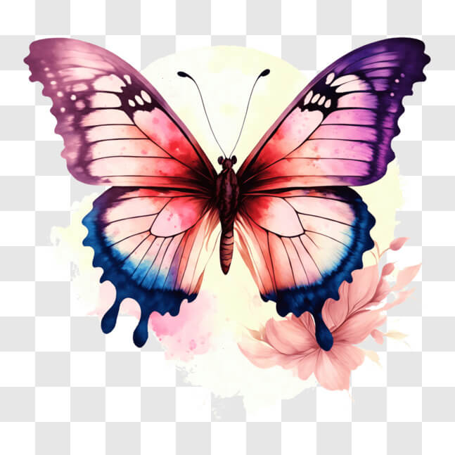 Download Beautiful Butterfly on Floral Background PNG Online - Creative ...