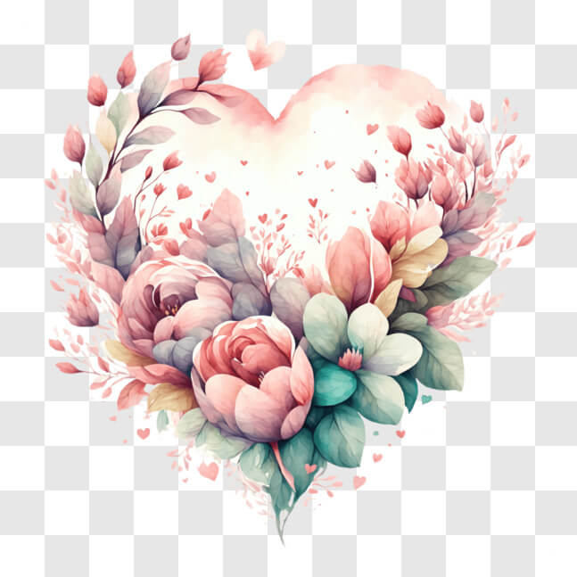 Download Heart-shaped Floral Arrangement with Pink Flowers and Green ...