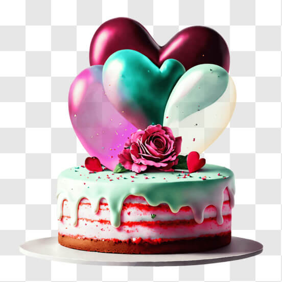 Scarica Torta di San Valentino con decorazioni colorate PNG Online -  Creative Fabrica