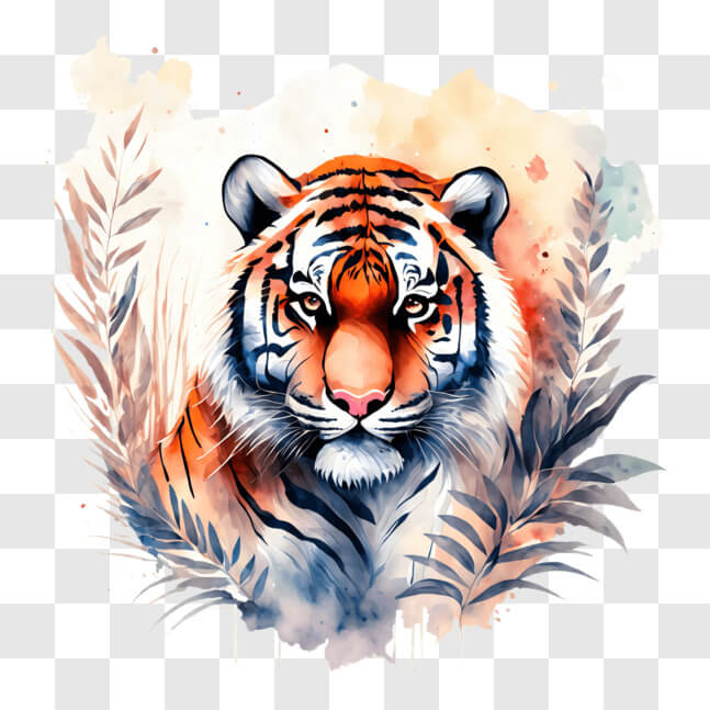 Download Colorful Watercolor Tiger Artwork PNG Online - Creative Fabrica