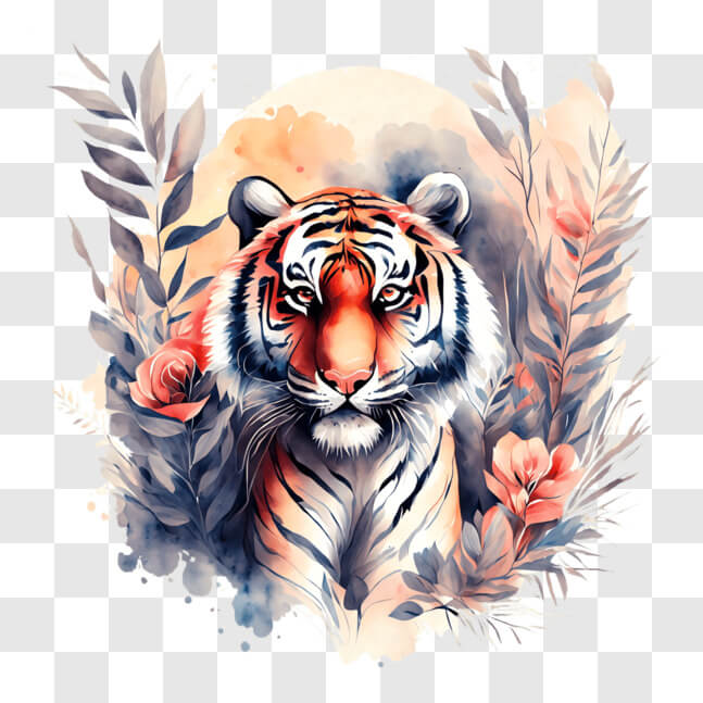 Download Abstract Tiger Painting with Full Moon PNG Online - Creative ...