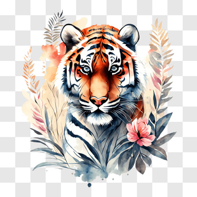 Download Colorful Tiger Watercolor Painting PNG Online - Creative Fabrica
