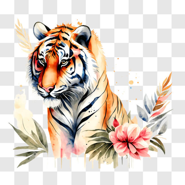 Download Tiger in an Artistic Watercolor Painting PNG Online - Creative ...