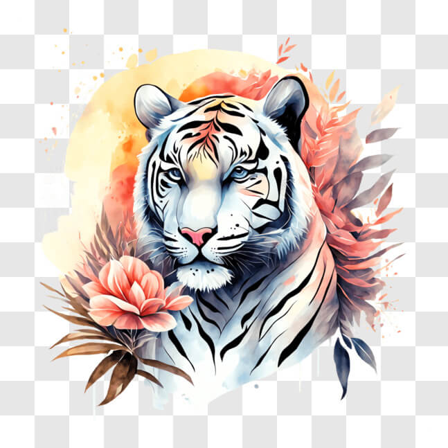Download Captivating Image of a White Tiger PNG Online - Creative Fabrica
