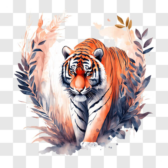 Download Artistic Watercolor Tiger Painting PNG Online - Creative Fabrica