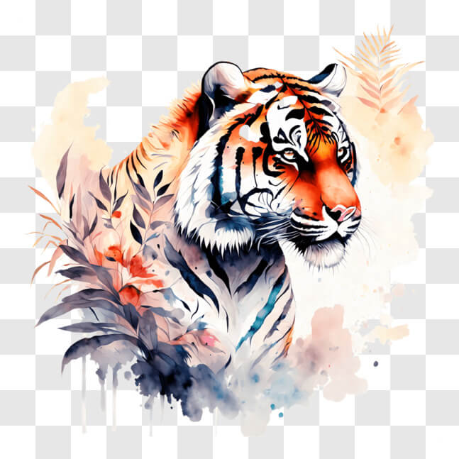 Download Watercolor Painting of an Orange Tiger in its Natural Habitat ...