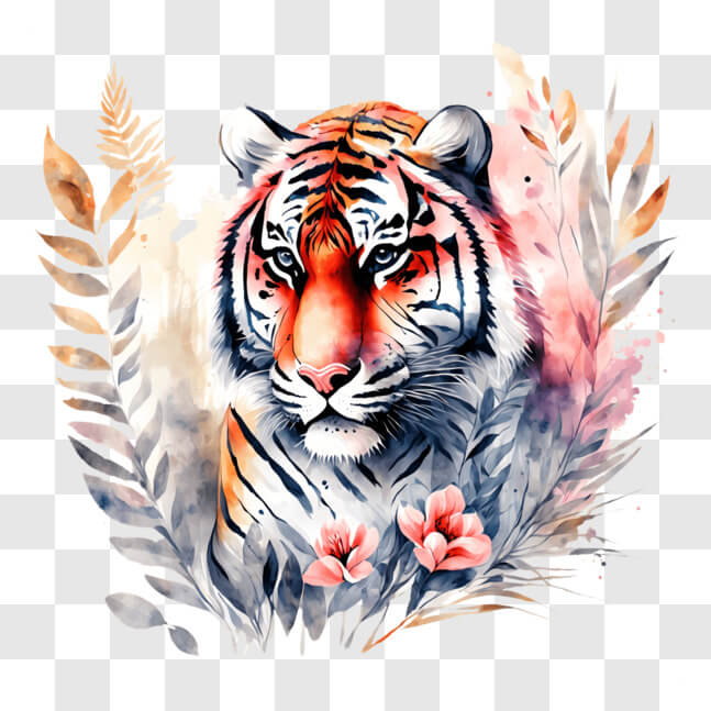 Download Colorful Tiger Watercolor Painting PNG Online - Creative Fabrica