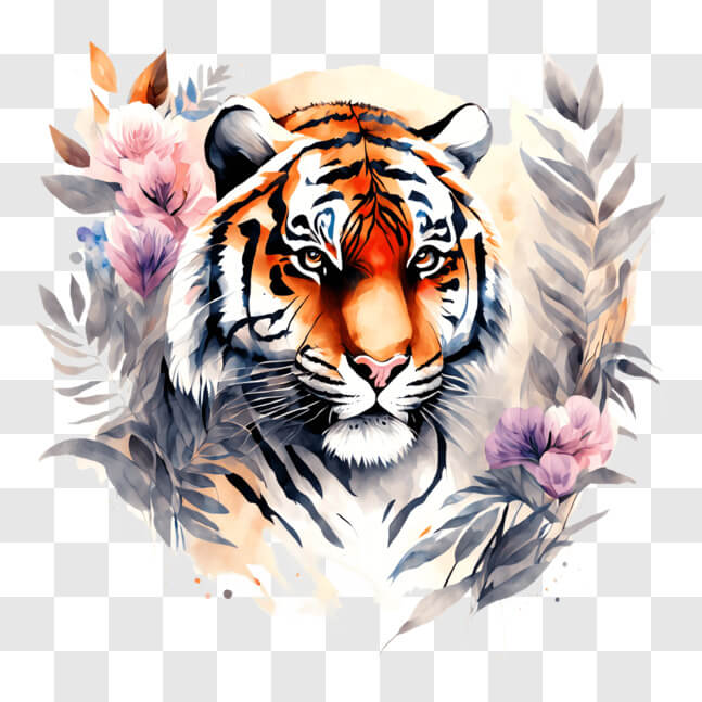 Download Tiger in Watercolor Painting PNG Online - Creative Fabrica
