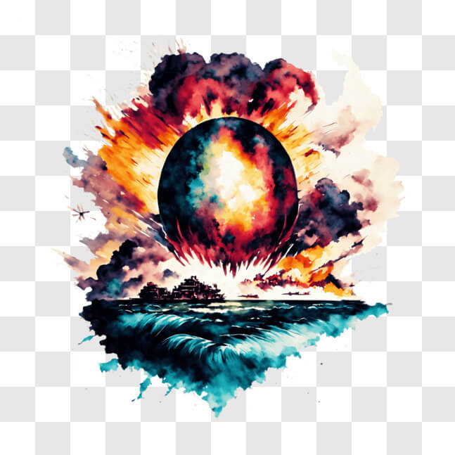 Sea Exploding Background Download Colorful Ocean Painting with Explosive Background PNGs Online ...