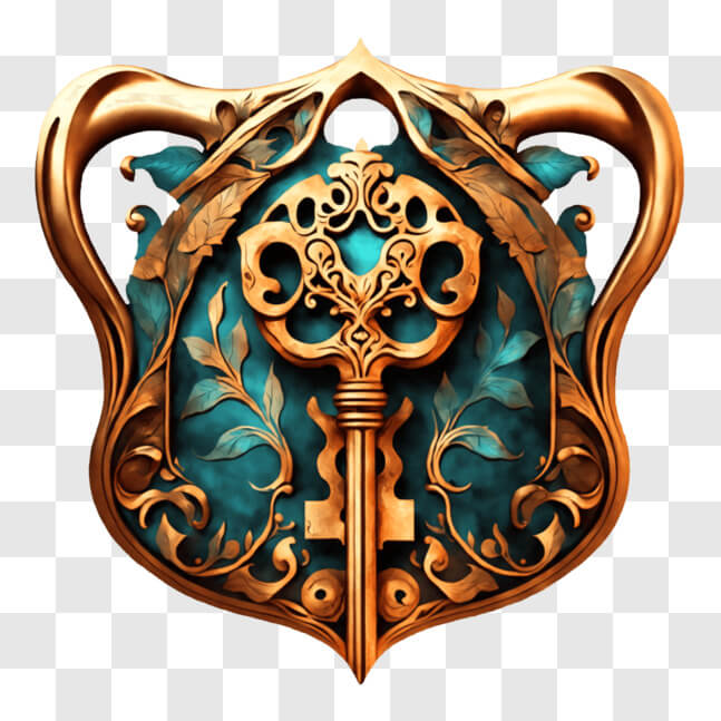Download Golden Key Shield Ornament Design PNGs Online - Creative Fabrica