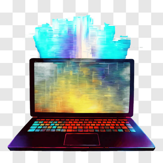 Download Colorful Light Emitted from Open Laptop Computer PNGs Online ...