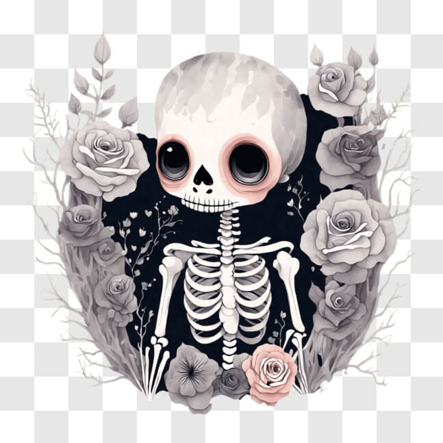 Download Skeleton in a Floral Setting PNG Online - Creative Fabrica