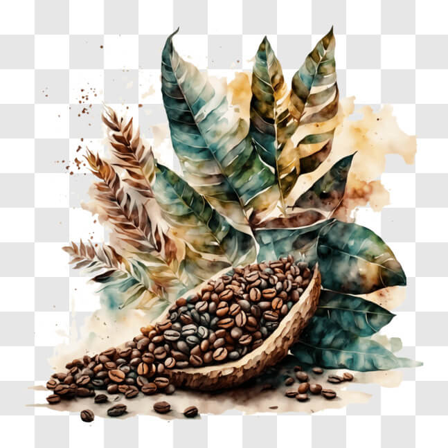 Download Abstract Coffee Bean Watercolor Painting PNG Online - Creative ...