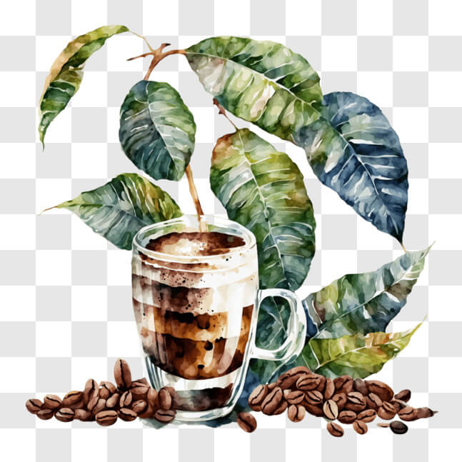 Download Freshly Brewed Coffee with Milk and Assorted Fruits PNG Online ...