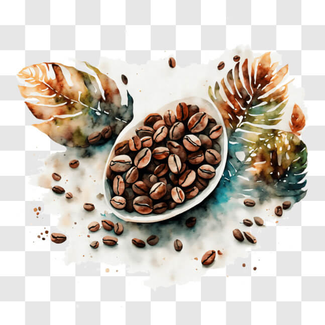 Download Coffee Beans and Nature Inspired Art PNG Online - Creative Fabrica