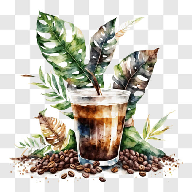 Download Inspiring Image of Coffee with Tropical Theme PNG Online ...